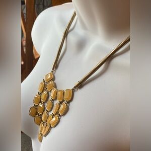 Talbots Bib Statement Necklace yellow cascading serpentine necklace